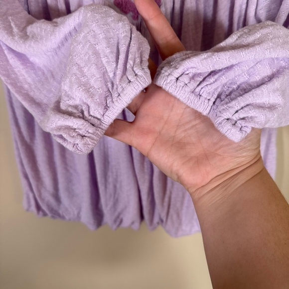 Free People Begonia Embroidered Smocked linen blend Blouse size Medium - Picture 6 of 9